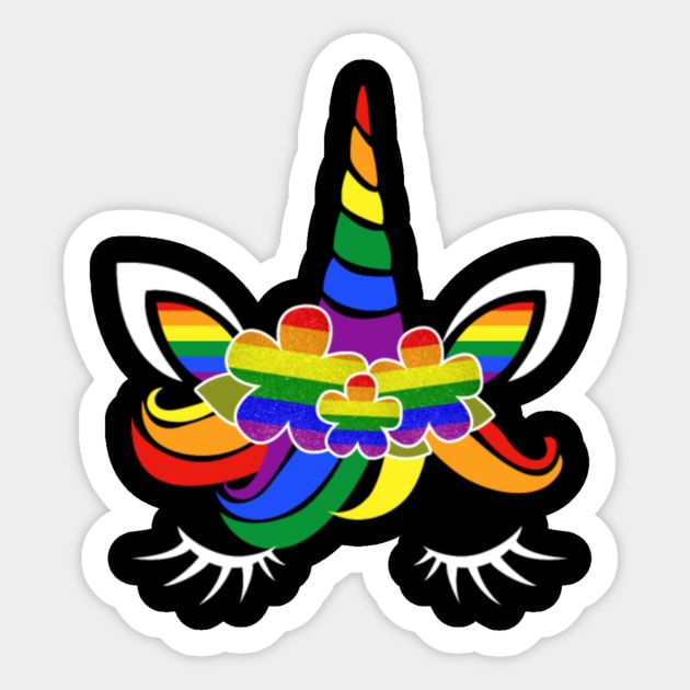 Cute LGBT Unicorn LGBT Gay Lesbian Pride T-shirt Sticker by Nulian Sanchez